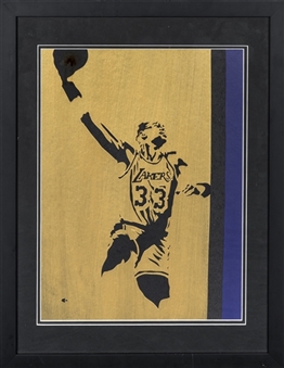 Kareem Abdul-Jabbar LA Lakers Gold Artwork By Artist Shomari Smith in 20x26 Framed Display (Abdul-Jabbar LOA)